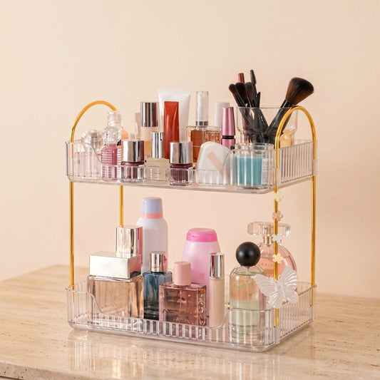 2-Tier Clear Acrylic Makeup & Perfume Organizer – Vanity Storage Rack