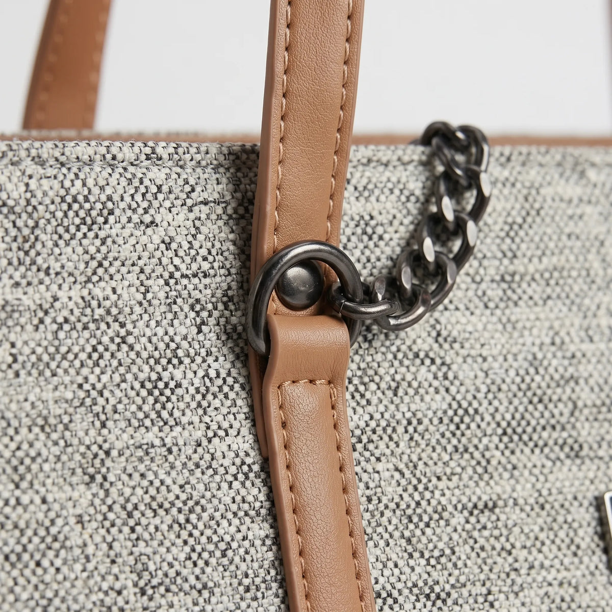 Classic Everyday Shoulder Bag in Grey and Tan