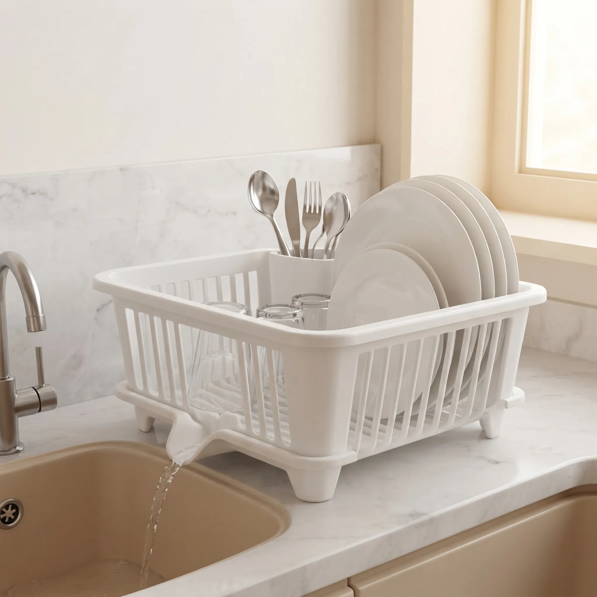 Compact Dish Drying Stand – Space-Saving Kitchen Dish & Glass Rack