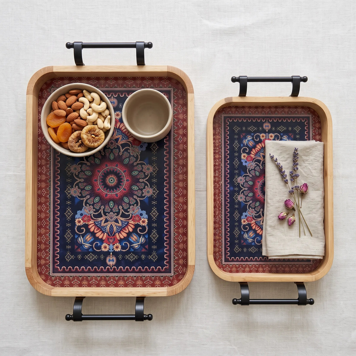 2-Piece Wooden Serving Tray Set – Kitchen & Dining Trays