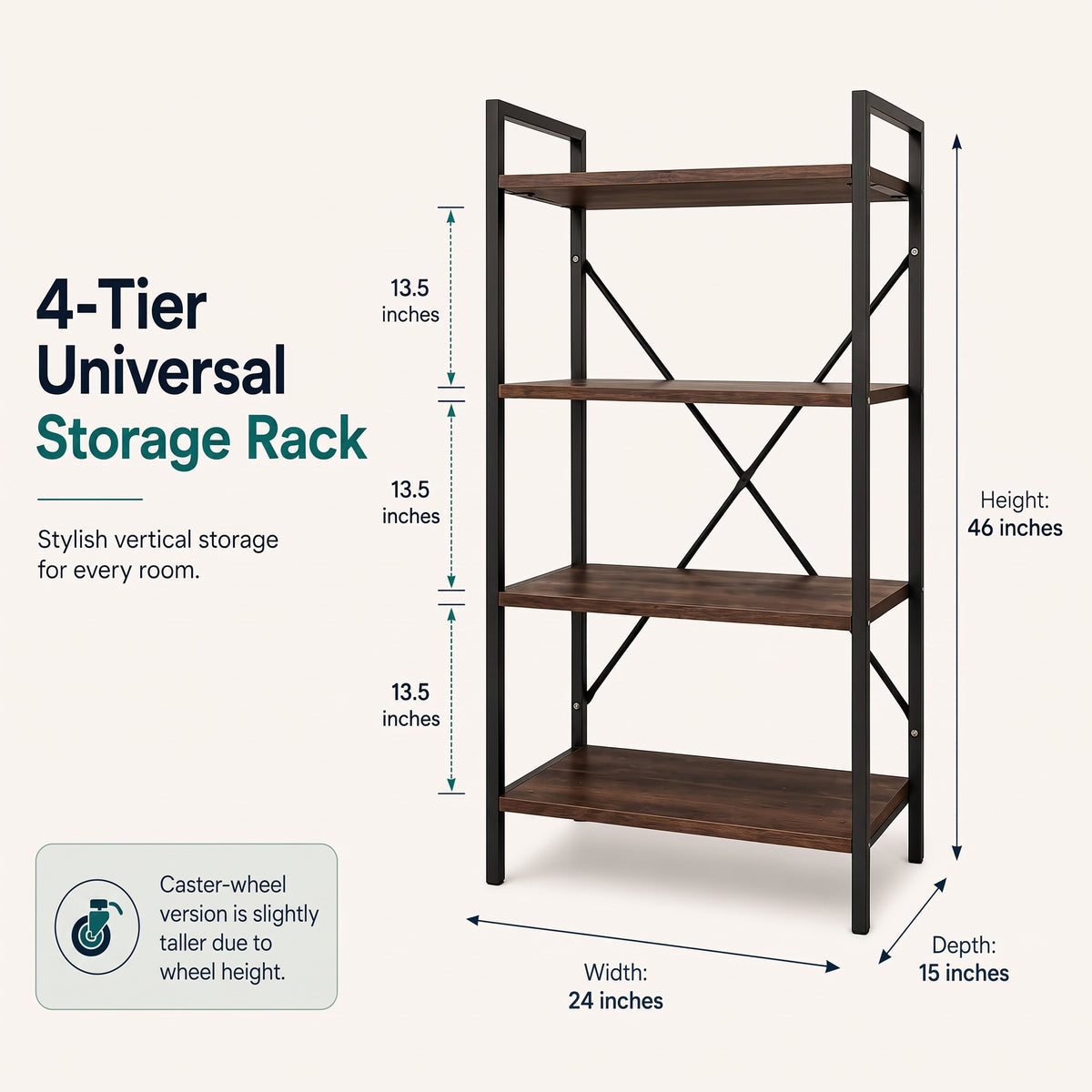 4-Tier Universal Storage Rack | Multi-Purpose Organiser with Optional Wheels