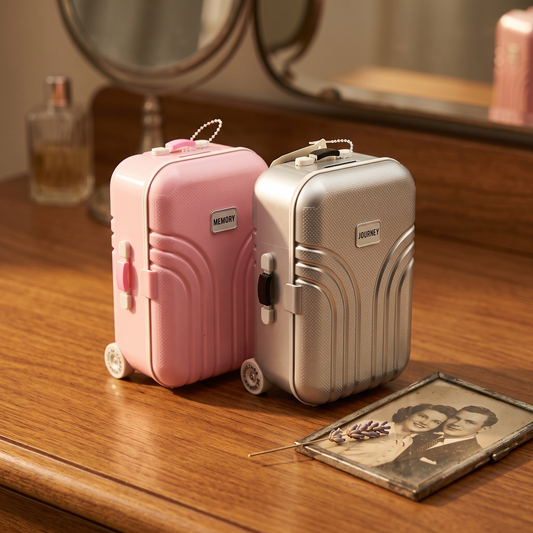 Musical Suitcase Jewellery Box with Mirror & Spinning Ballerina