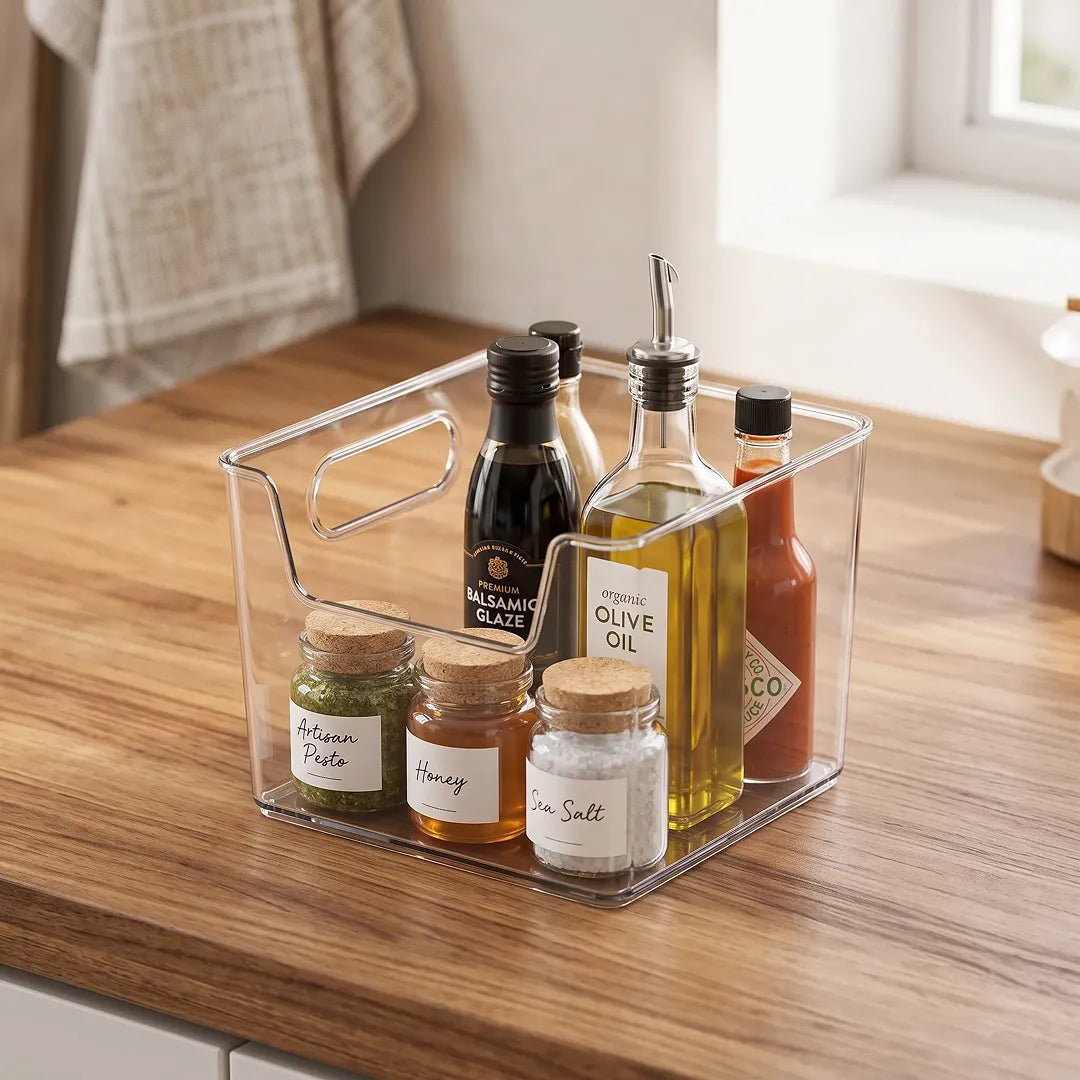Clear Plastic Fridge Storage Organiser Bin