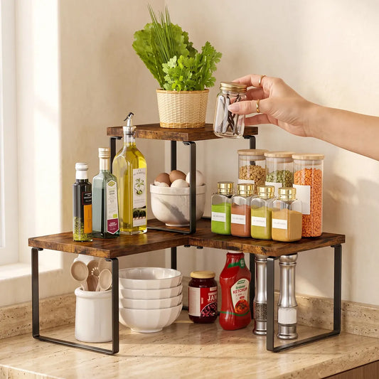 2-Layer Wooden Kitchen Organiser Shelf