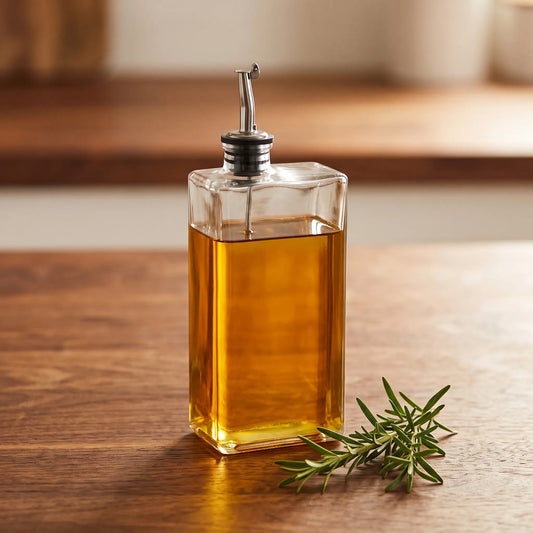 Glass Oil & Vinegar Dispenser Bottle with Gold Pour Spout