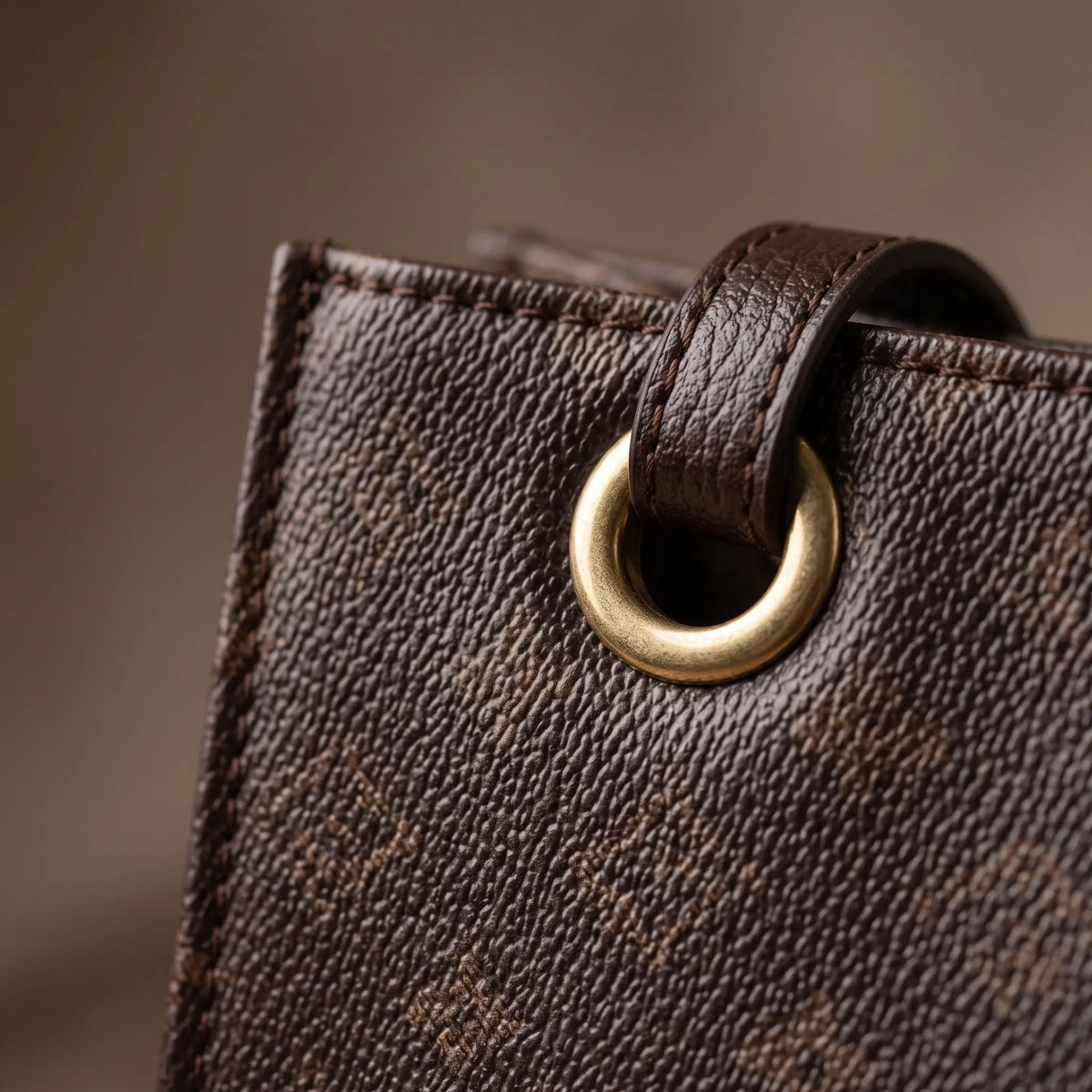Dark Brown Diamond Monogram Structured Tote Bag