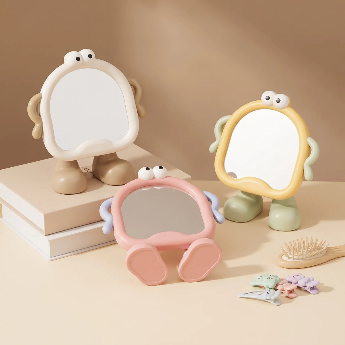 Cute Cartoon Character Standing Vanity Mirror – Desktop Makeup Mirror