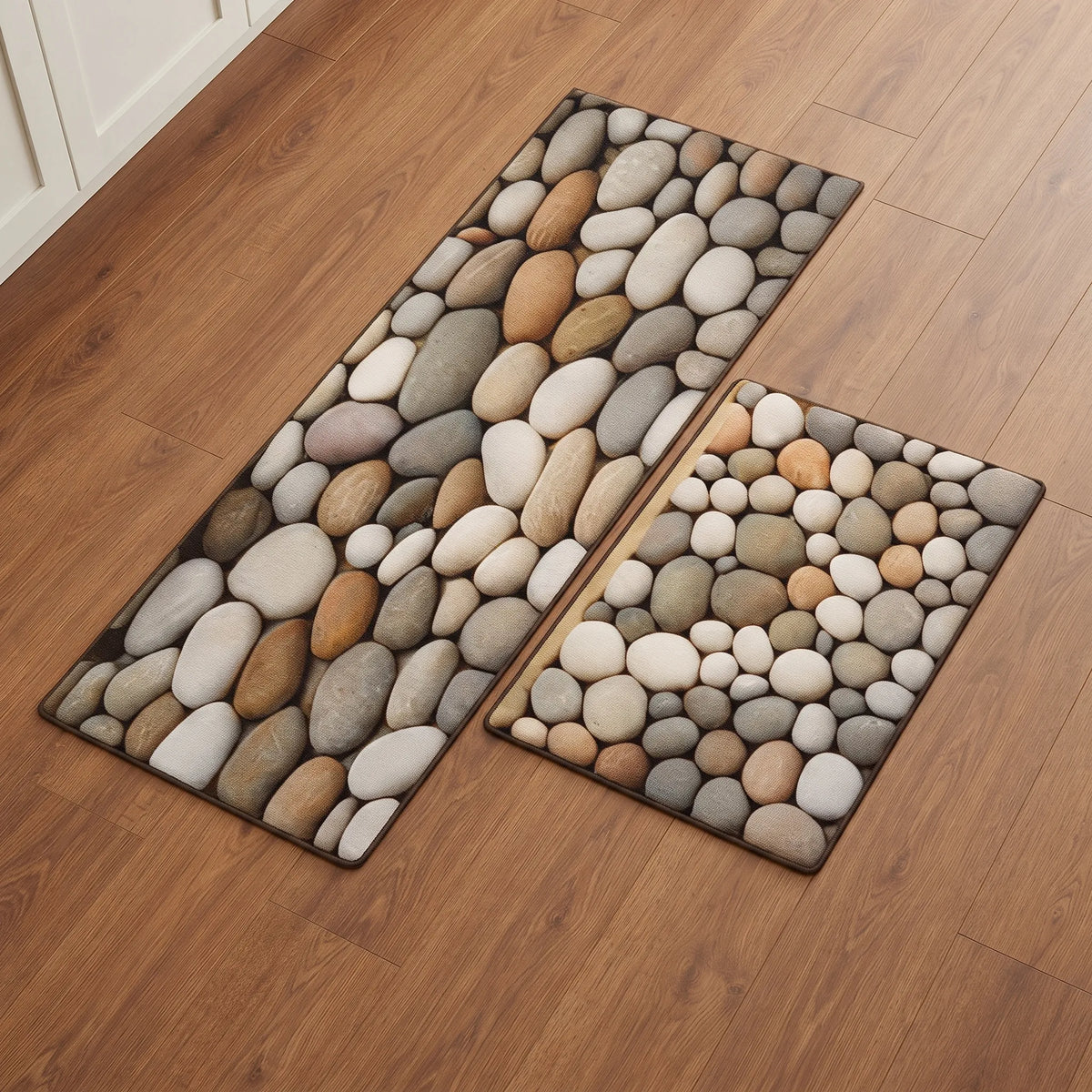 Anti-Slip Pebble Design Kitchen Mat Set – Waterproof, Oil-Resistant & Washable (2 Pcs)