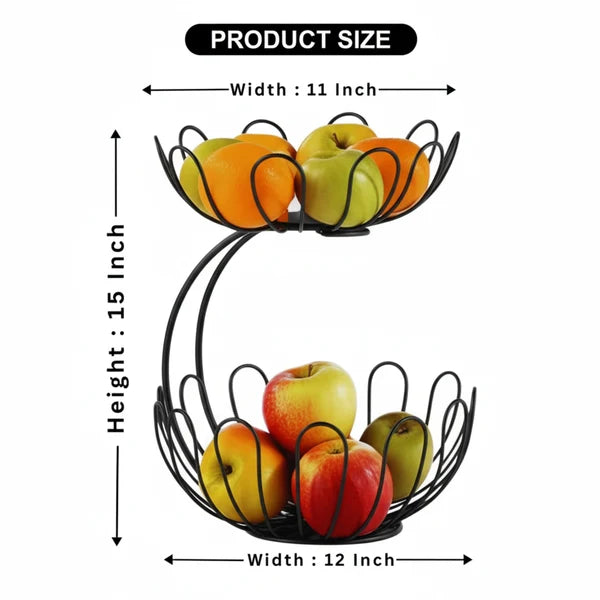 2-Tier Crescent Fruit Basket | Stylish Multi-Level Kitchen Fruit Organiser