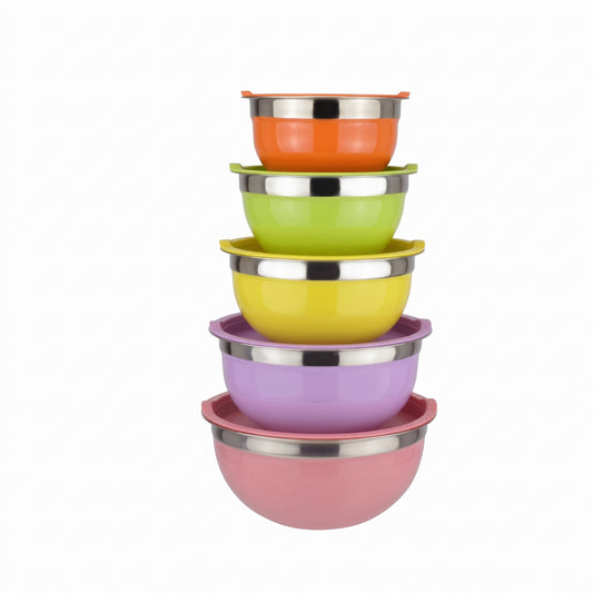 5-Piece Stainless Steel Mixing Bowl Set with Lids | Salad & Food Preparation Bowls