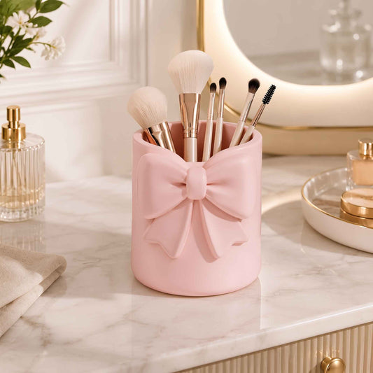 Bow Makeup Brush Holder & Cosmetic Organizer – Single or 3-Compartment