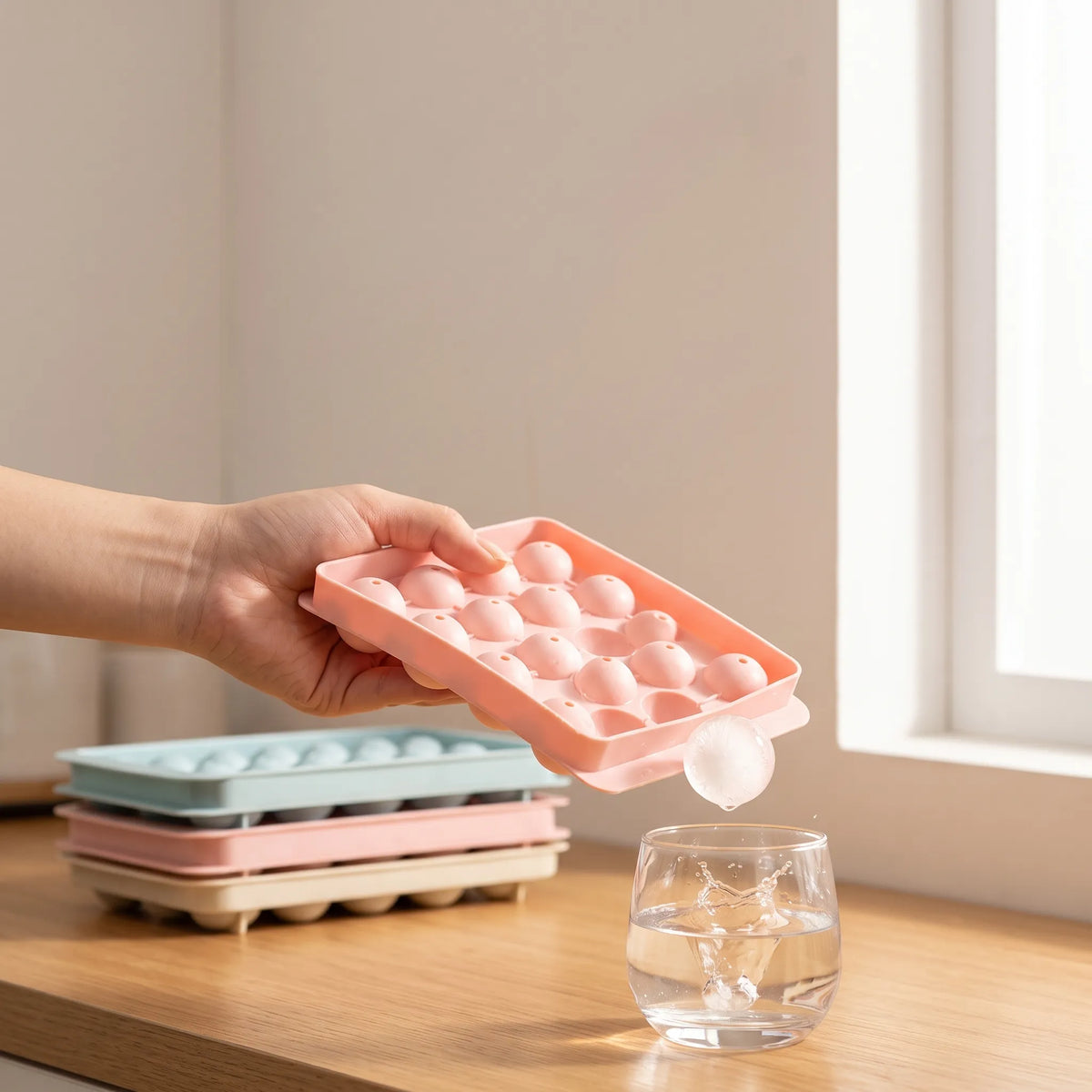 Round Ice Ball Tray with Lid – 33 Mini Ice Spheres Maker