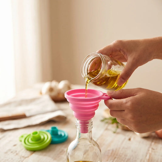 Collapsible Silicone Funnel – Foldable Kitchen Funnel with Hanging Hole