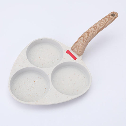 Professional White Three-Hole Egg Cooker Heat Resistant Handle Frying Pan