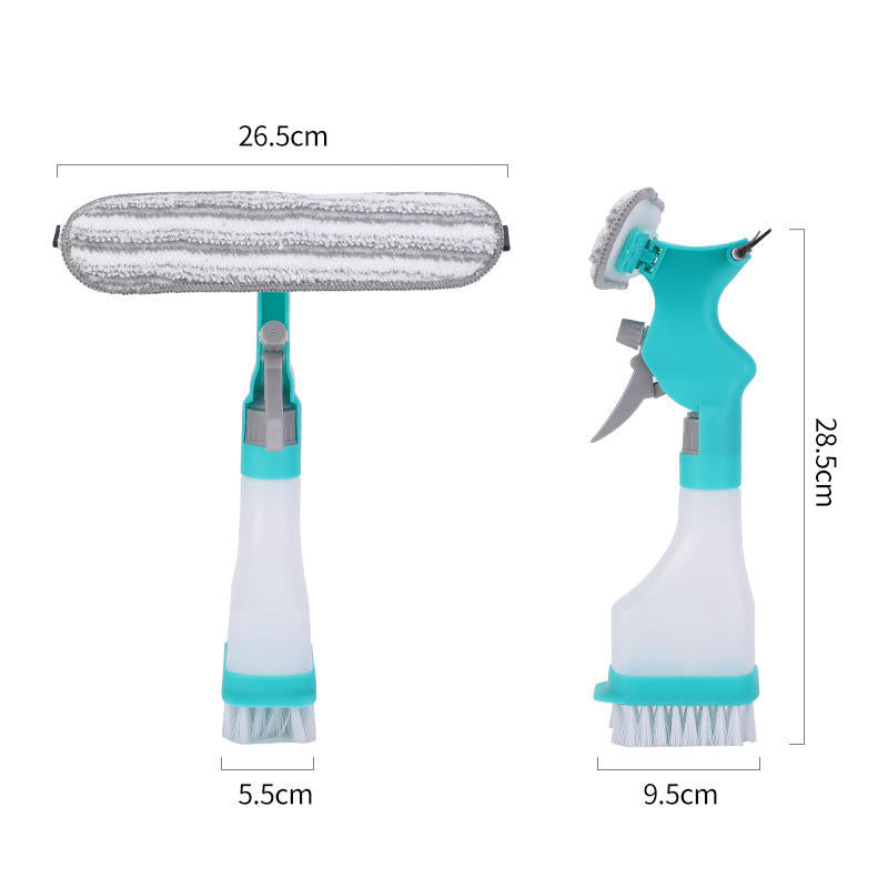 4 in 1 Microfiber Window Cleaning Squeegee with Brush – Glass Cleaning Tool