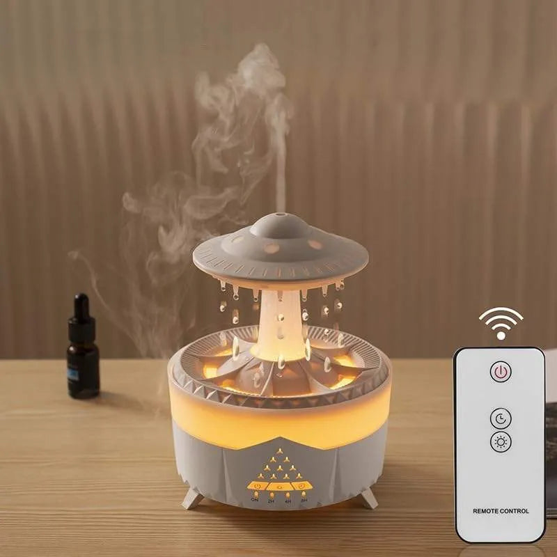 UFO Rain Drop Aroma Diffuser & Humidifier – 350ml with 7-Colour LED Lights