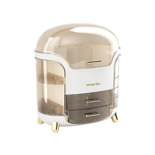 Rotating Makeup Organizer with 4 Drawers | Acrylic Cosmetic & Skincare Storage Case