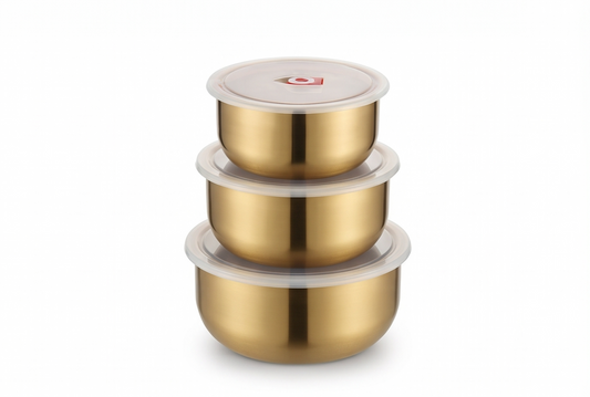 Stainless Steel Cylinder Lunch Box Set | 3-Piece Food Storage Containers