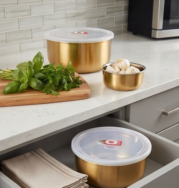 Stainless Steel Cylinder Lunch Box Set | 3-Piece Food Storage Containers