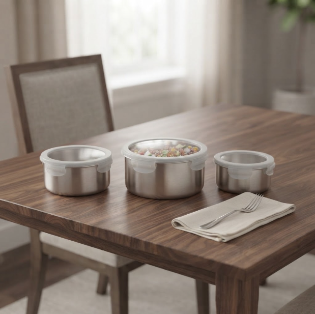 3-Piece Stainless Steel Lunch Box Set