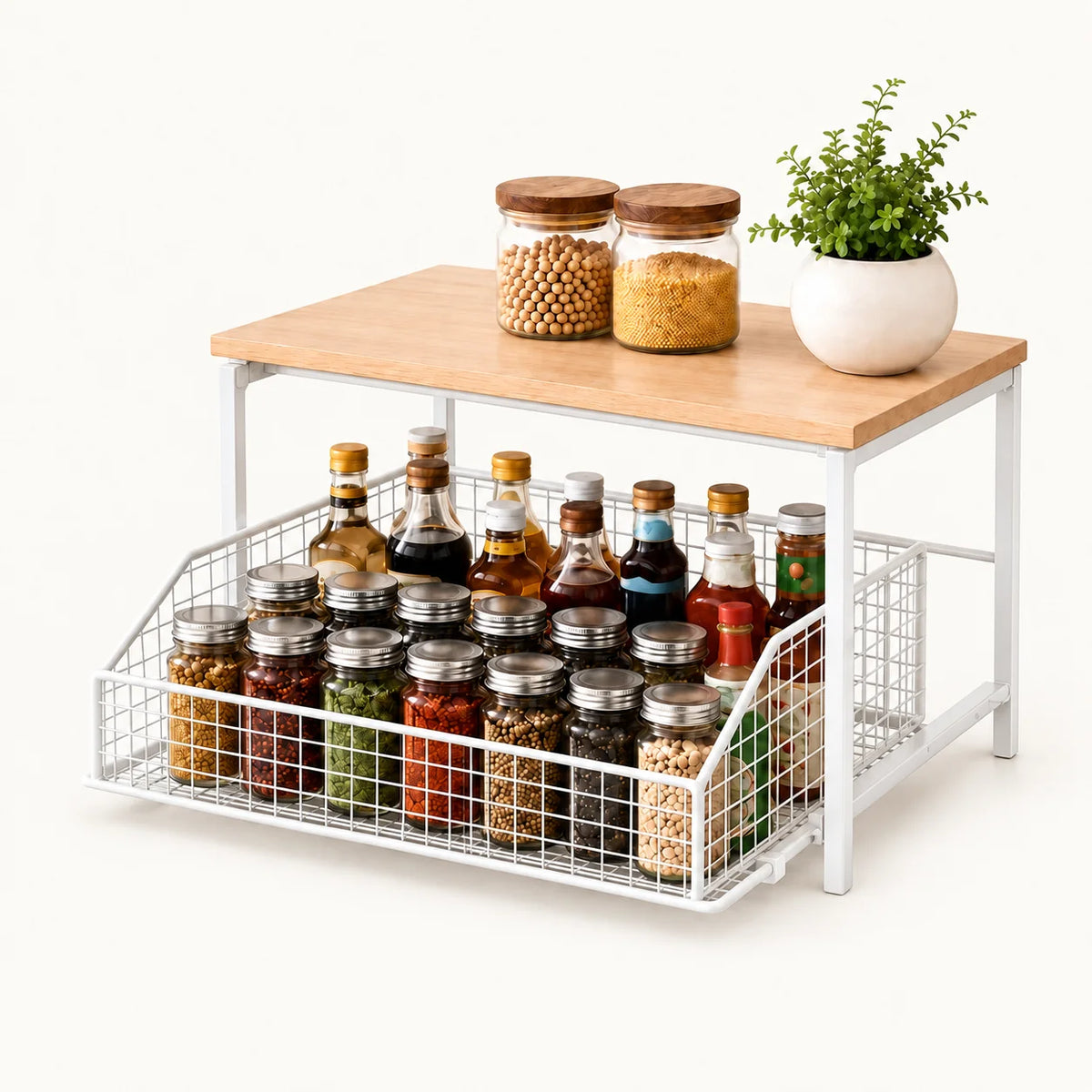 Sliding Kitchen Counter Organiser | Adjustable Countertop Storage Rack
