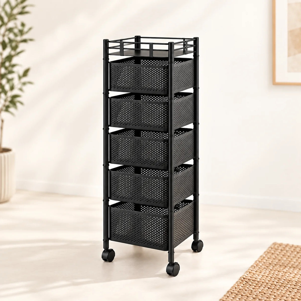Square Metal Trolley | Multi-Purpose Rolling Storage & Utility Cart