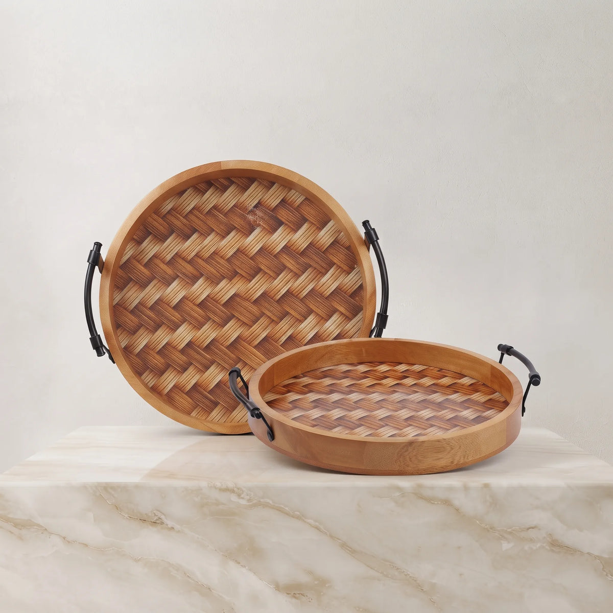 2-Piece Wooden Serving Tray Set – Kitchen & Dining Trays
