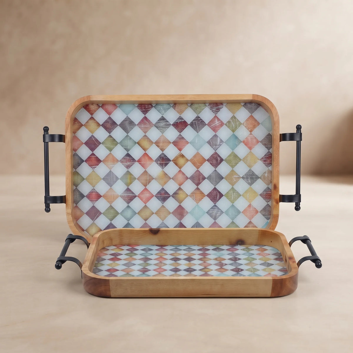 2-Piece Wooden Serving Tray Set – Kitchen & Dining Trays