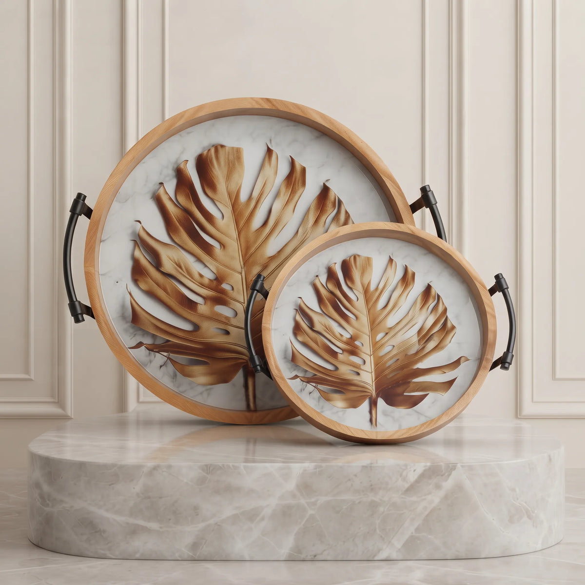 2-Piece Wooden Serving Tray Set – Kitchen & Dining Trays