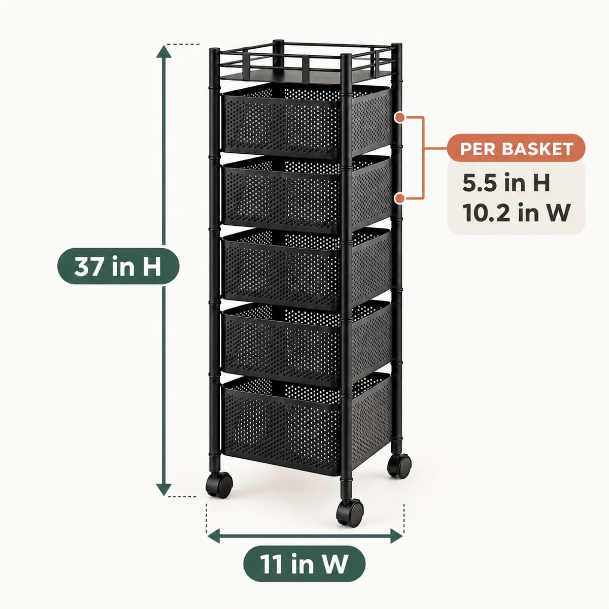 Square Metal Trolley | Multi-Purpose Rolling Storage & Utility Cart