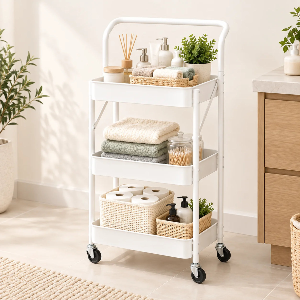 Foldable Metal Trolley | Collapsible Multi-Purpose Storage & Utility Cart