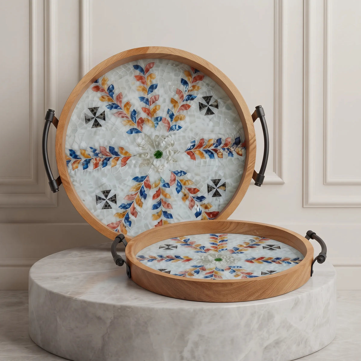 2-Piece Wooden Serving Tray Set – Kitchen & Dining Trays