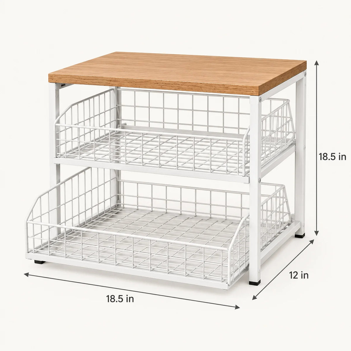 Dual Pull-Out Countertop Organiser | 2-Level Kitchen Storage Rack