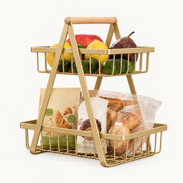 2-Tier Carry & Serve Fruit Basket | Portable Fruit & Snack Organiser