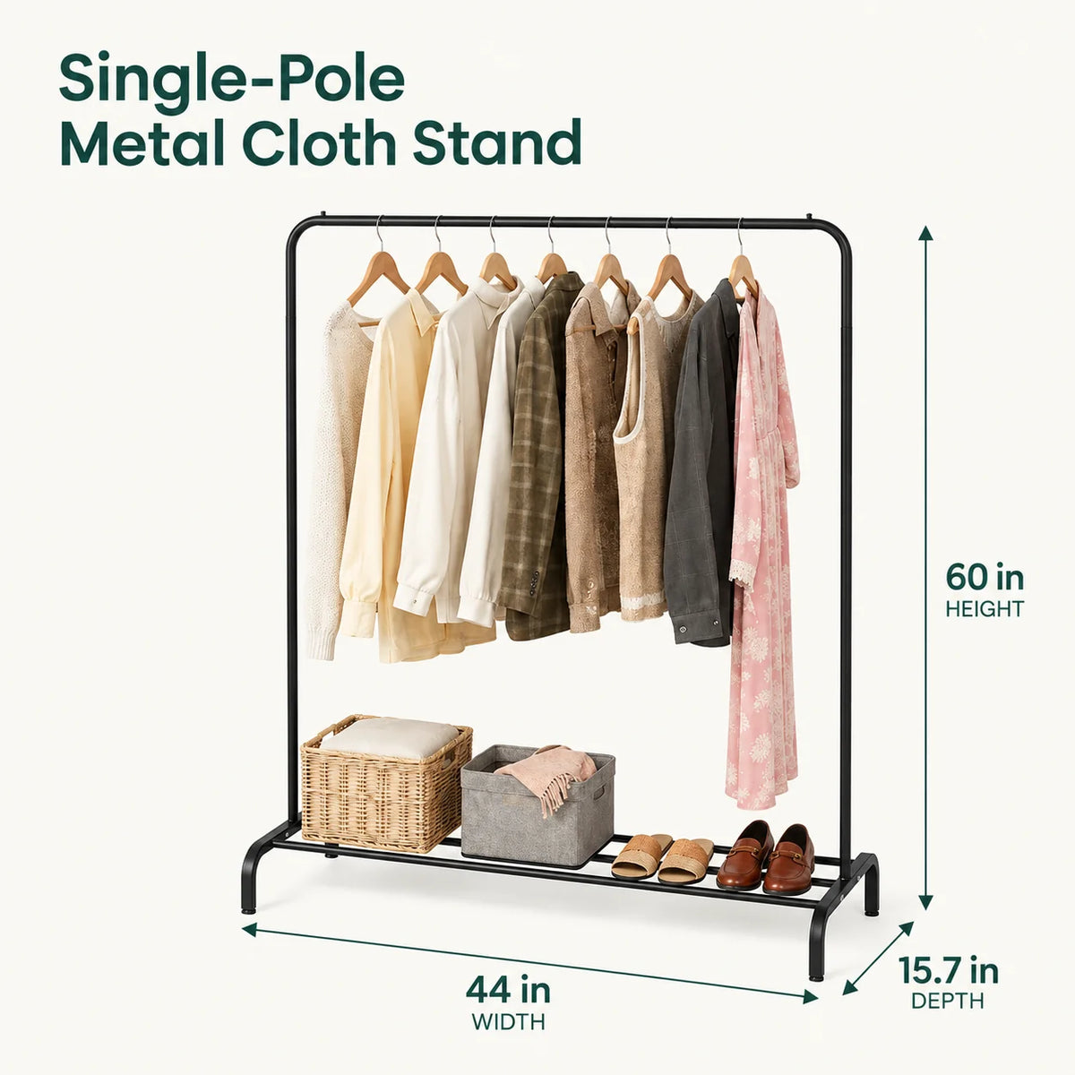 Single-Pole Metal Clothes Stand | Freestanding Garment Rack