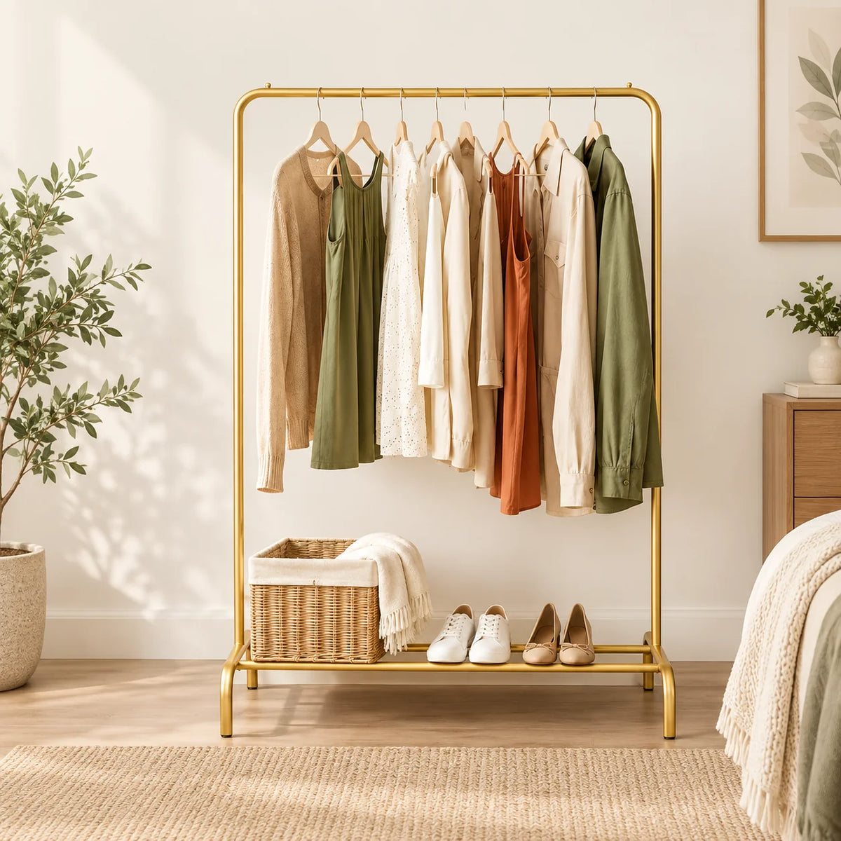 Single-Pole Metal Clothes Stand | Freestanding Garment Rack