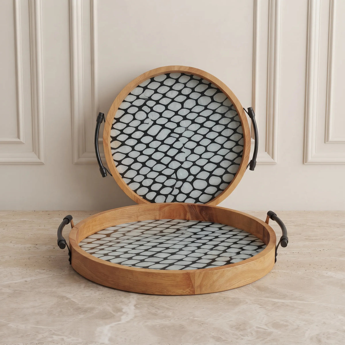 2-Piece Wooden Serving Tray Set – Kitchen & Dining Trays