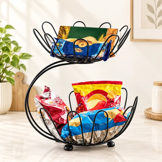 2-Tier Crescent Fruit Basket | Stylish Multi-Level Kitchen Fruit Organiser
