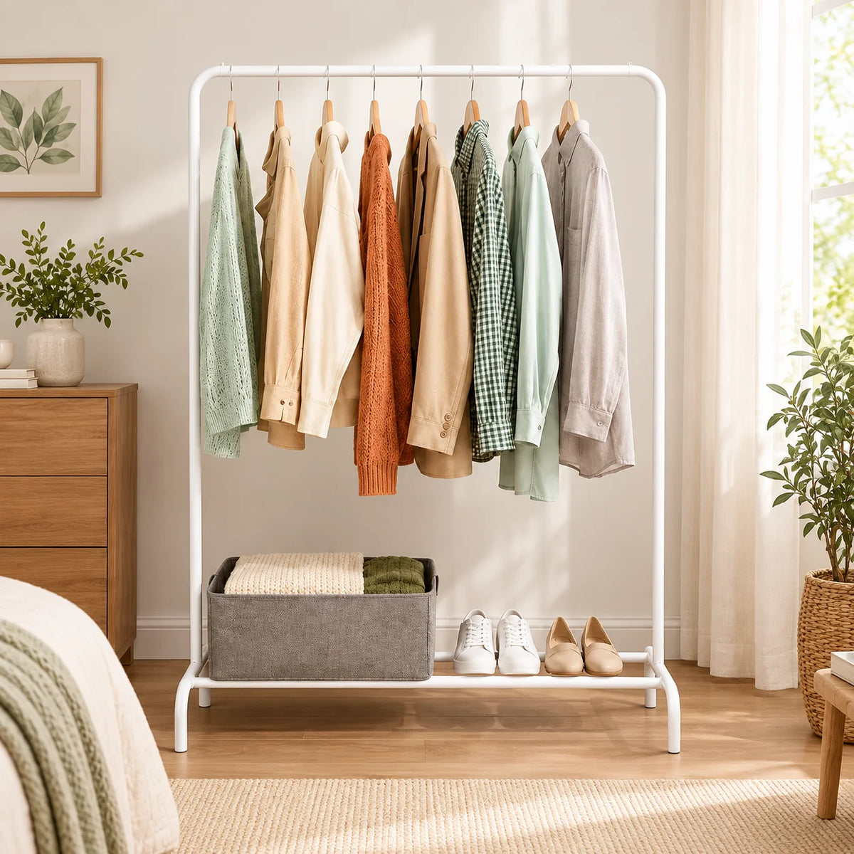 Single-Pole Metal Clothes Stand | Freestanding Garment Rack