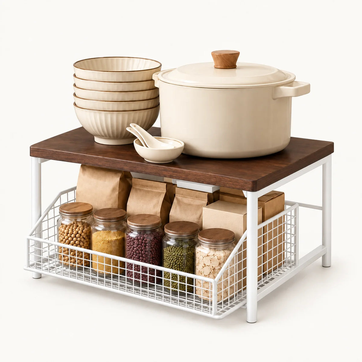 Sliding Kitchen Counter Organiser | Adjustable Countertop Storage Rack