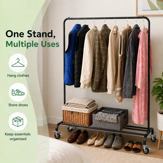 Single-Pole Metal Clothes Stand | Freestanding Garment Rack