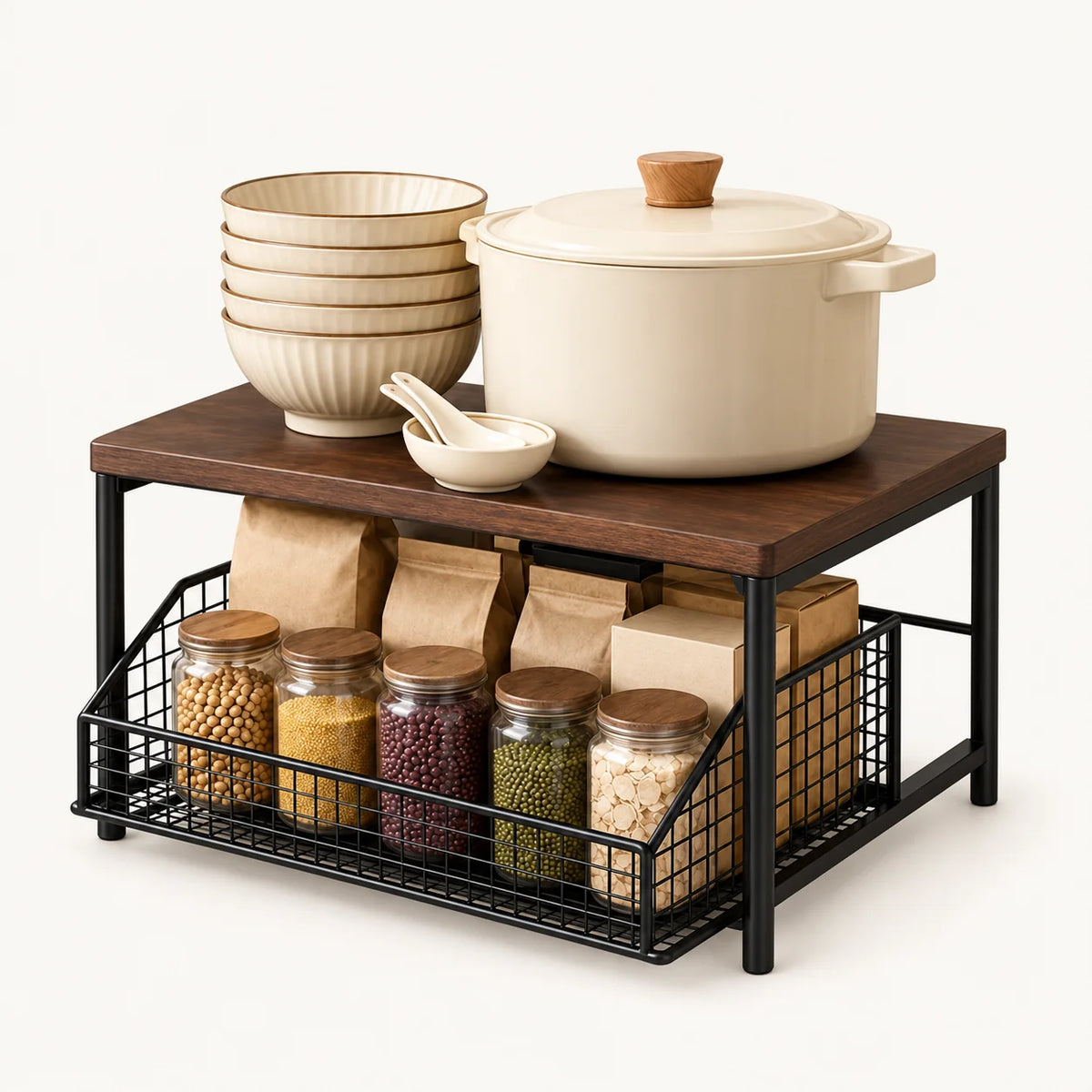 Sliding Kitchen Counter Organiser | Adjustable Countertop Storage Rack