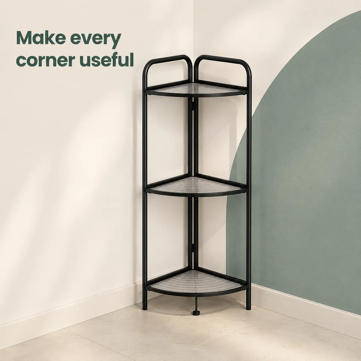 Foldable Corner Shelf with Tripod Base | Space-Saving Home Organiser