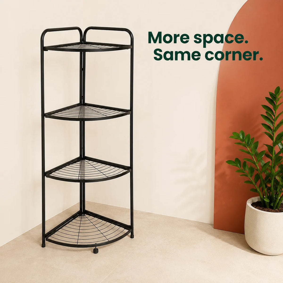 Foldable Corner Shelf with Tripod Base | Space-Saving Home Organiser