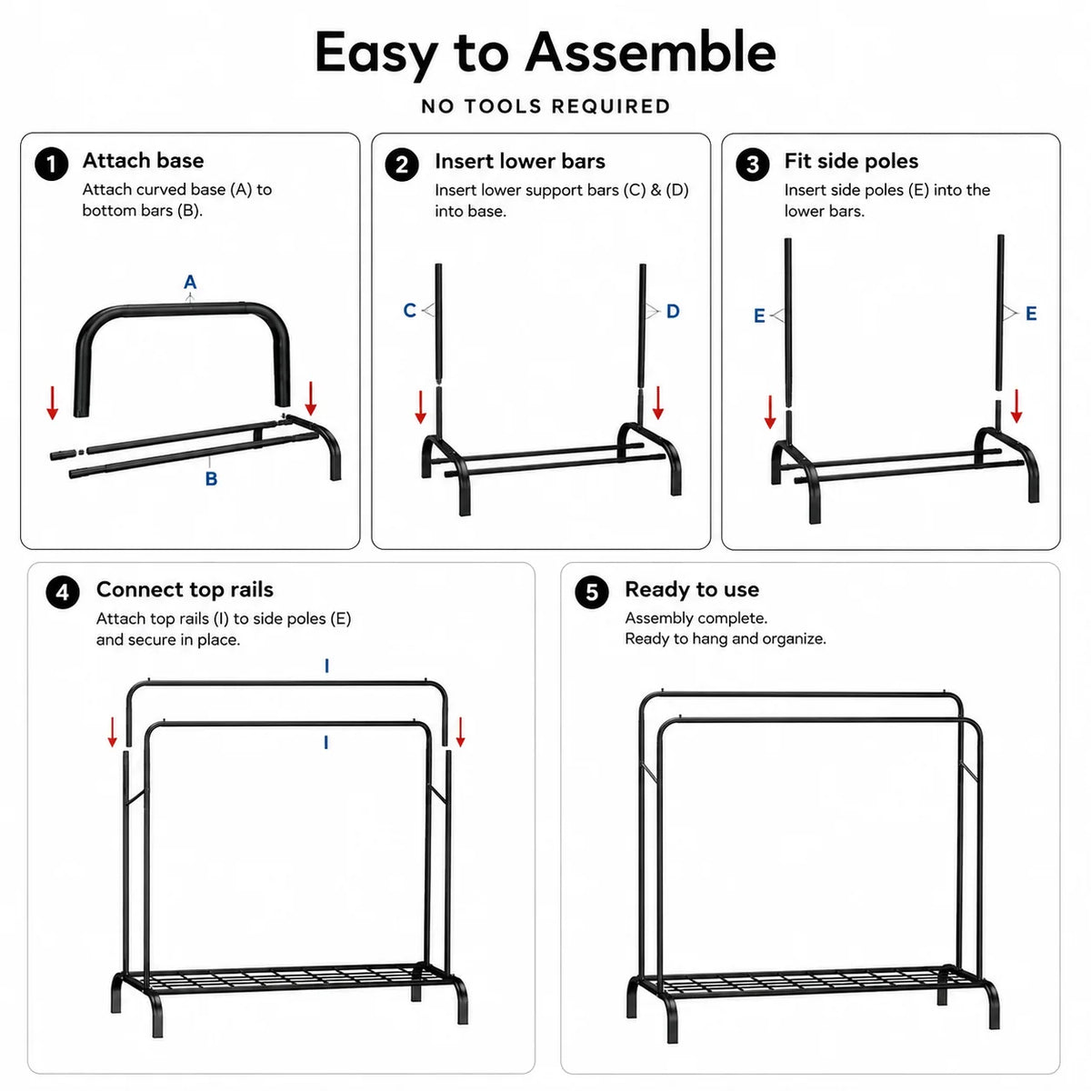 Double-Pole Metal Clothes Stand | Freestanding Garment & Clothing Rack