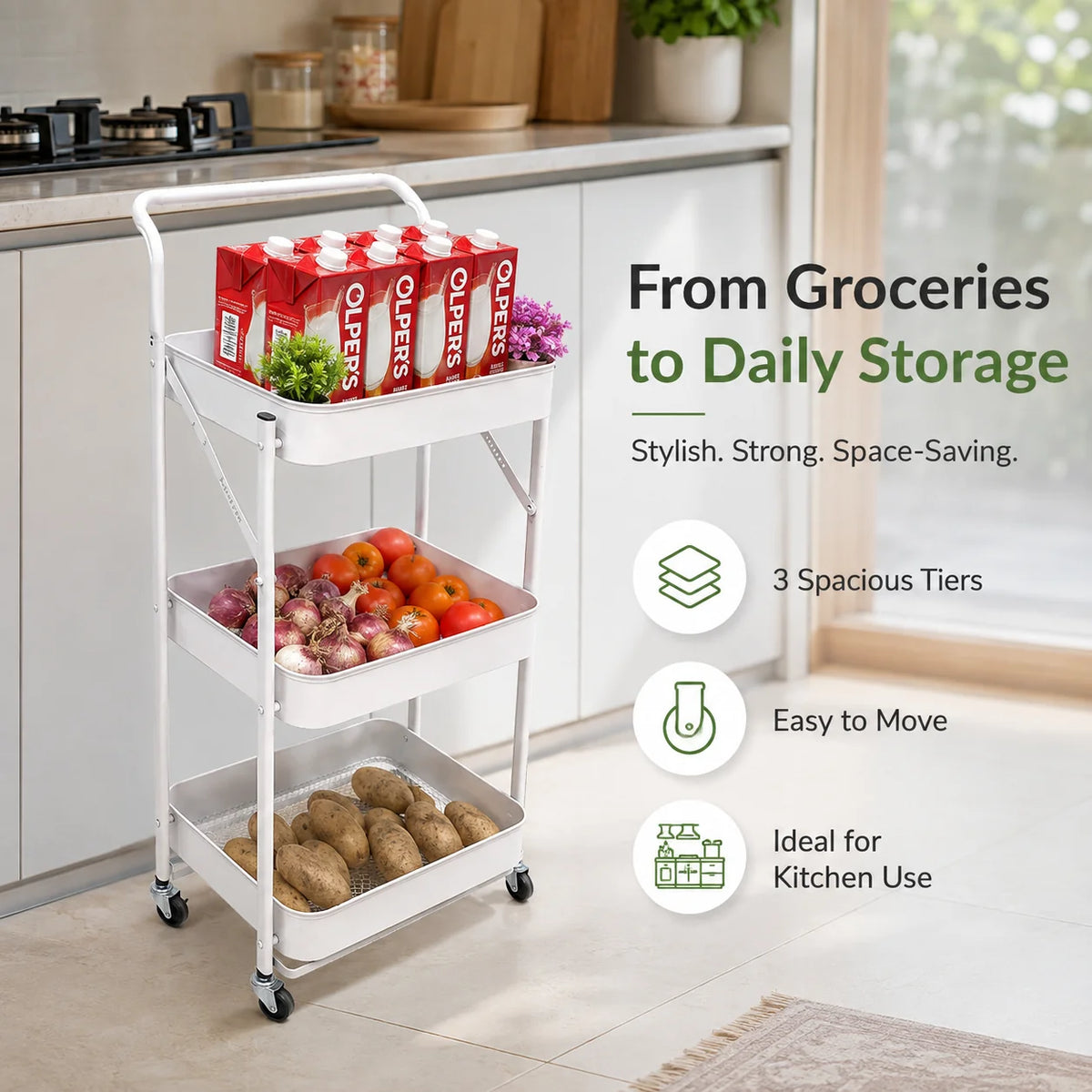 Foldable Metal Trolley | Collapsible Multi-Purpose Storage & Utility Cart
