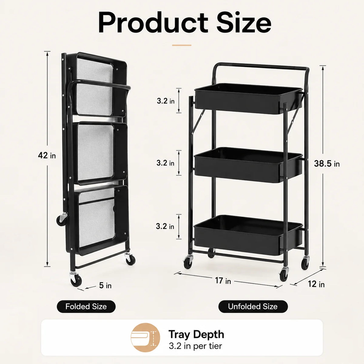 Foldable Metal Trolley | Collapsible Multi-Purpose Storage & Utility Cart