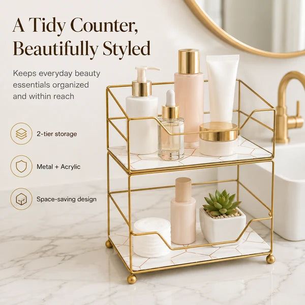 2-Tier Vanity Tower Stand | Makeup & Beauty Storage Organiser