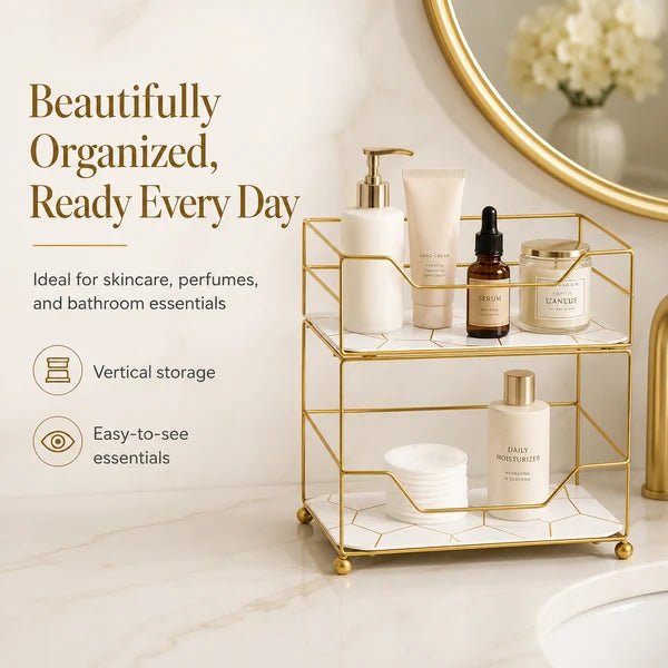 2-Tier Vanity Tower Stand | Makeup & Beauty Storage Organiser