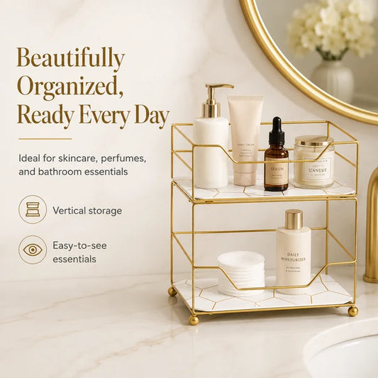 2-Tier Vanity Tower Stand | Makeup & Beauty Storage Organiser